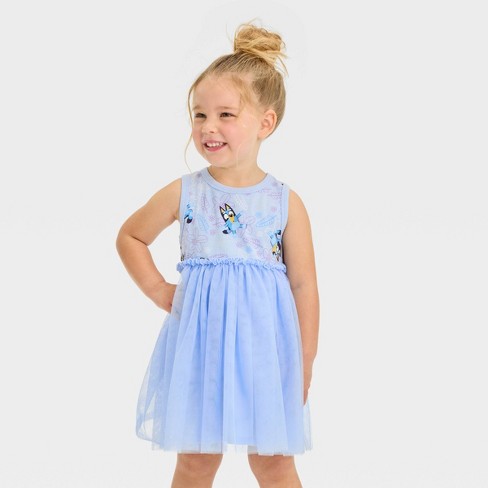 Toddler Girls' Bluey Tulle Printed T-Shirt Dress - pink - Bluey
