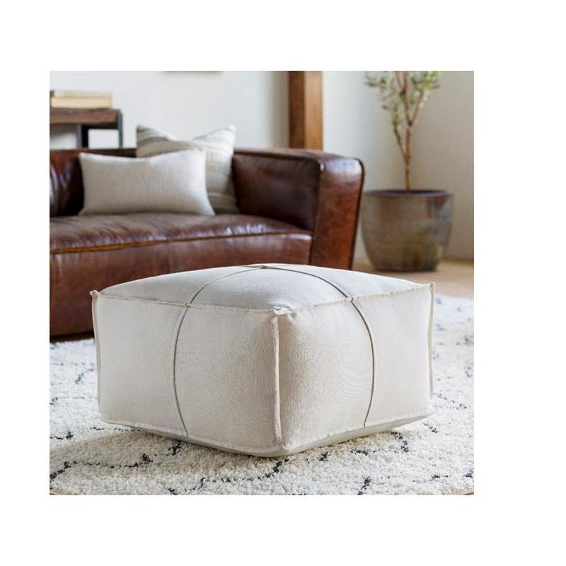 Mark & Day Hagenbrunn 13"H x 24"W x 24"D Solid and Border Pouf, 2 of 3