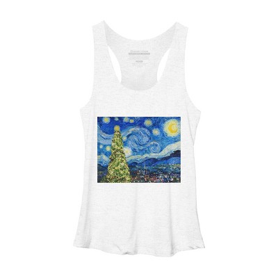 Women's Design By Humans Van Gogh Starry Night - Christmas Tree By bcstudio Racerback Tank Top