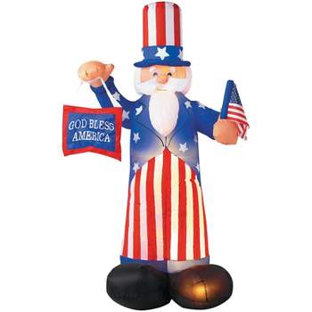 Gemmy Inflatable Uncle Sam LED Lighted Yard Decoration - 72 in x 36 in x 30 in - Multicolored