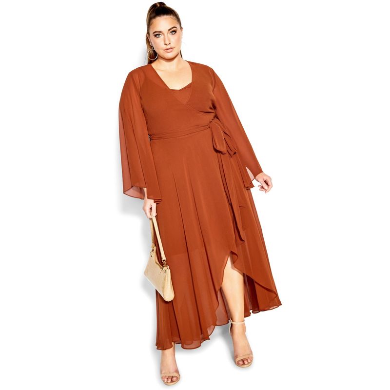 Women's Plus Size Fleetwood Maxi Dress - ginger | CITY CHIC, 1 of 6