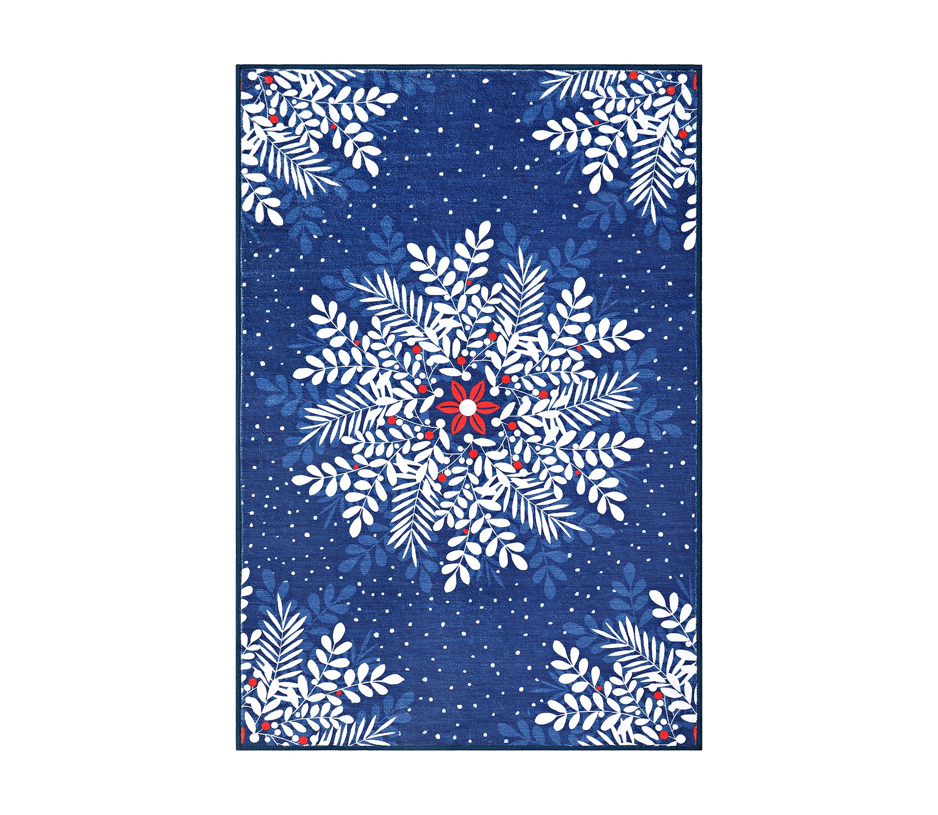 Christmas Snowflake Washable Area Rug,Large Rugs for Bedroom Living Room,Non Slip&Non-Shedding,Low Pile Floor Carpet for Dining Room Office
