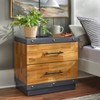 Drake 2 Drawer Nightstand Brown - Lifestorey: Rubberwood Frame, MDF Surface, 23.25" High Bedroom Storage - 2 of 4