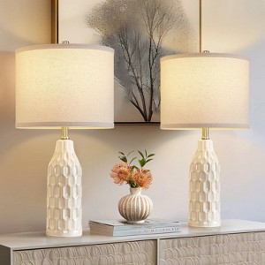 GTCLIGHTING 24.8" Ceramic Table Lamps Set of 2 for Nightstand - 3 Color Temperature Bedside Lamps for Living Room Bedroom Home Office Table Decor - 1 of 4