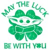 Girl's Star Wars: The Mandalorian St. Patrick's Day Grogu May the Luck be with You Retro T-Shirt - 2 of 4