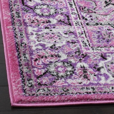 Ivory and Pink Floral Hand-Knotted Round Synthetic Rug
