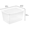 Sterilite Storage Box, 58 Quart Stackable Tote, Clear Plastic Container with Secure Snapping Lids for Home and Office Organization, White, 24 Pack - 2 of 4