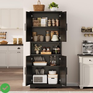 Tall Storage Cabinet 70" Kitchen Pantry Cabinet with Doors and Adjustable Shelves Rustic Wooden Cupboard - 1 of 4