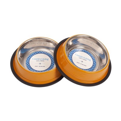 Golden Yellow 24 oz Stainless Steel Non-Skid Pet Bowls Set