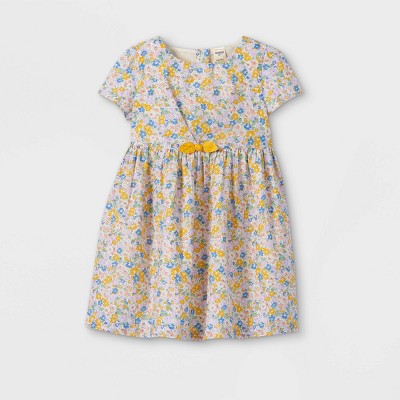 OshKosh B'gosh Toddler Girls' Floral Short Sleeve Dress - Purple/Yellow 12M