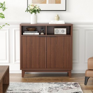 Elegant Fluted Storage Cabinet with Adjustable Shelves, Modern Buffet Sideboard - 1 of 4