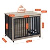 GustoWave Dog Crate Furniture with Pull-Out Dog Bowls, Heavy Duty Wooden Dog Kennel with Double Doors, Flip-Top & Wheels - 3 of 4