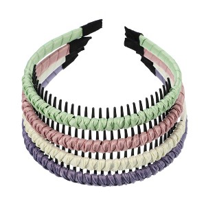 Unique Bargains Women's Non-slip Braided Teeth Comb Headbands Purple Green 4 Pcs - 1 of 4