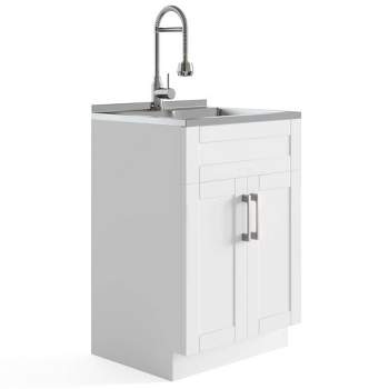 This Pedestal Sink Cabinet offers you extra bathroom storage. It has a  beautiful wood top cab…