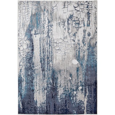 Indio Modern Abstract Ivory/Blue/Black Area Rug