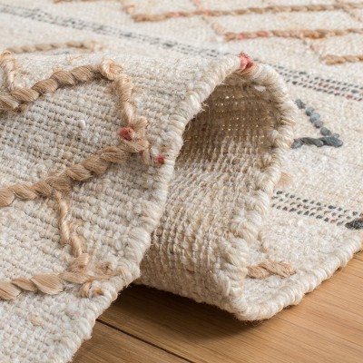 Ivory Cotton Hand-Knotted Non-Slip Rectangular Area Rug