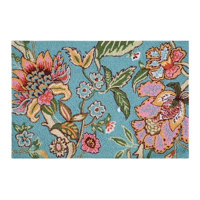 2'x3' Rectangle Hooked Floral Accent Rug Blue - C&F Home