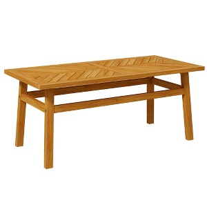 Outsunny Outdoor Coffee Table, Rustic Acacia Wood Patio Table for Garden, Backyard, Balcony, Deck, Natural Wood - 1 of 4