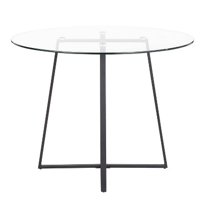 Cosmo 40" Round Black Metal and Glass Dining Table