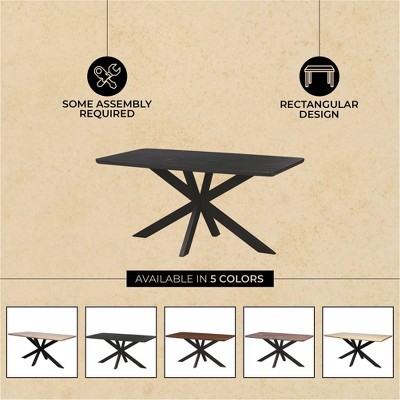 Ravenna Ebony 63" Rectangular Wood Dining Table with Geometric Metal Base