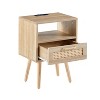 Conner 15.75" Rattan Nightstands with Drawer and Solid Wood Legs, Bedside End Table for Living Room, Bedroom, Indoor Furniture - The Pop Home - 3 of 4