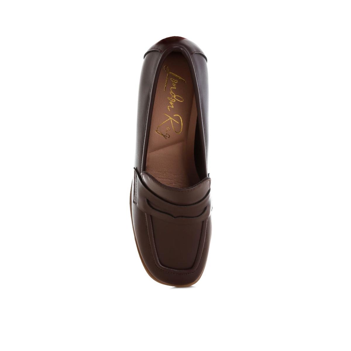 Женские туфли London Rag Womens Sutapa Penny Strap Flared Block Heel Loafers 6 — фото 5