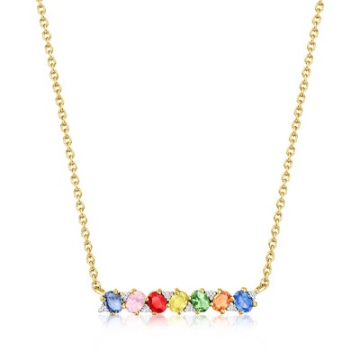 Ross-Simons 1.20 ct. t.w. Multicolored Sapphire Necklace With White Zircons in 18kt Gold Over Sterling Size 18