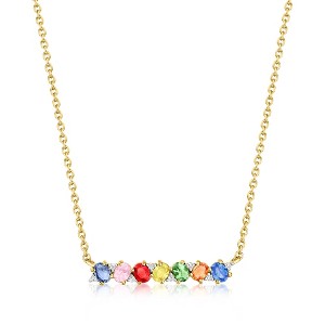 Ross-Simons 1.20 ct. t.w. Multicolored Sapphire Necklace With White Zircons in 18kt Gold Over Sterling Size 18 - 1 of 3