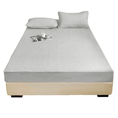 Unique Bargains Lattice Stitching Fitted Sheet 1 Pc
