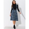 INSPIRE CHIC Women's Vintage Plaid A-Line Tartan Suspender Midi Skirt - 2 of 4