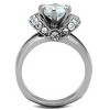 Slickblue Women's Stainless Steel Halo Ring, Round 8mm Clear CZ Center, Polished Silver Tone, No Plating, size 5-10 - 3 of 4