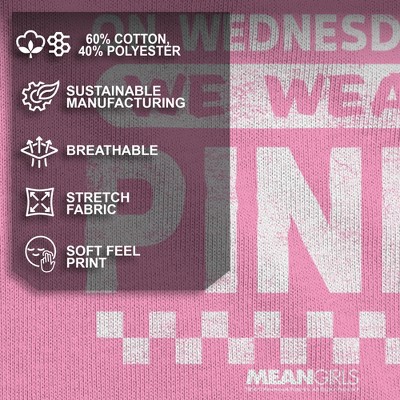 Mean Girls Girl's Mean Girls On Wednesdays We Wear Pink Checkered Graphic Graphic Cropped T-Shirt - Light Pink - Medium — фото 4