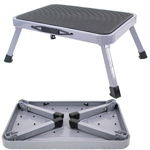 5 Star Super Deals Metal Step Stool - Portable Folding Foot Stool - Non-Slip, Compact, 330lbs Capacity, Heavy Duty One Step Ladder for Kitchen - 1 of 4
