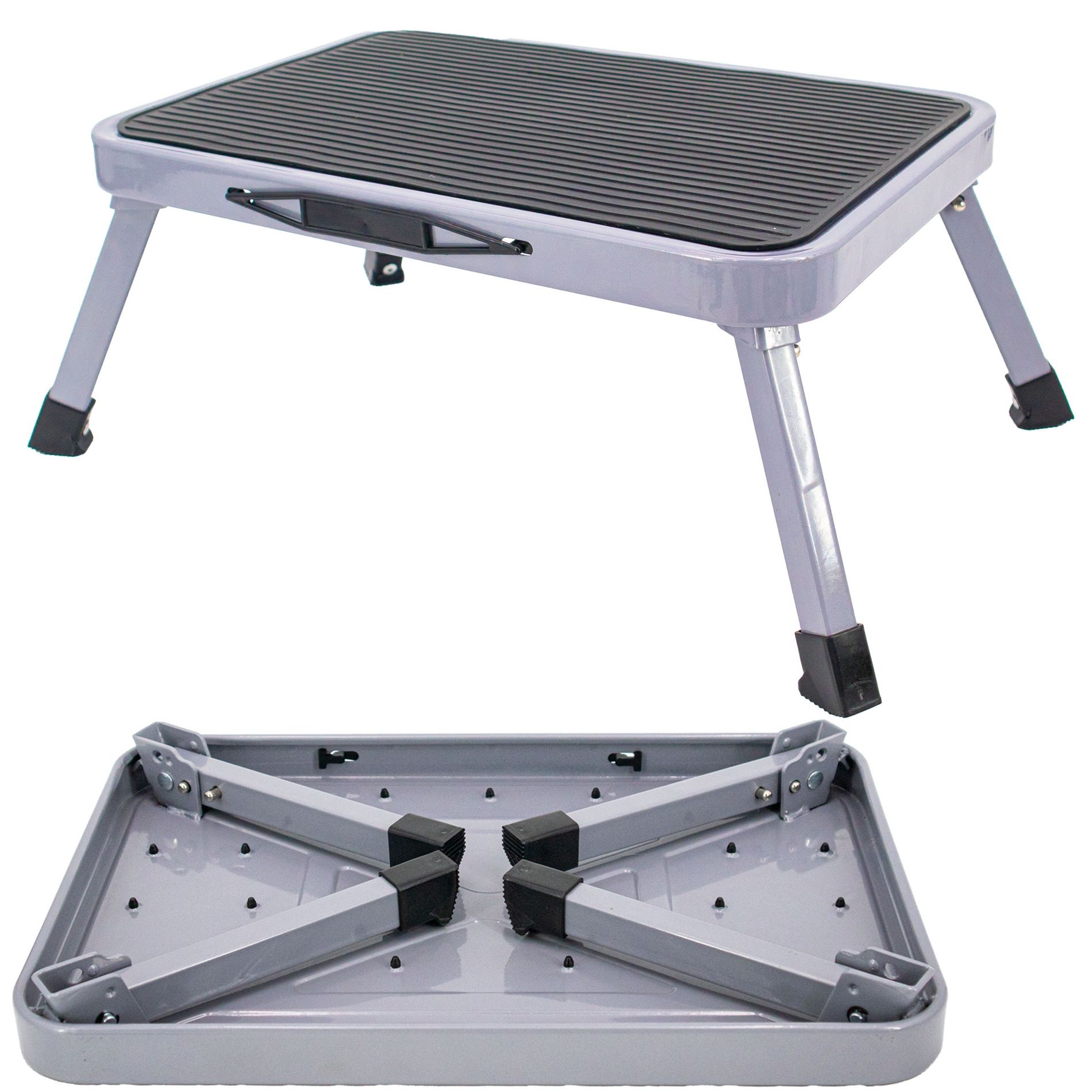 5 Star Super Deals Metal Step Stool - Portable Folding Foot Stool - Non-Slip, Compact, 330lbs Capacity, Heavy Duty One Step Ladder for Kitchen