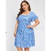 Clearlove Plus Size Dress Women's Plus Size Floral V-Neck Dress Short Sleeve Knee Length A-line Mini Dresses - 4 of 4