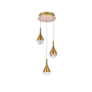 Elegant Lighting Amherst 3 - Light Pendant in  Satin Gold - 1 of 4