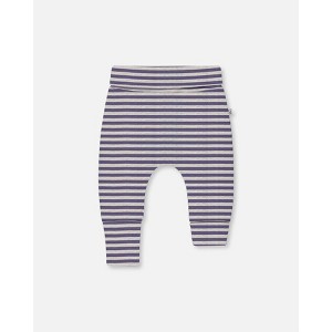 Deux par Deux Boy Printed Cotton Evolutive Pant Striped Navy - 1 of 3