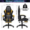 Hoffree Extra Large Massage Gaming Chair Ergonomic Office Chair with Bluetooth Speaker & RGB Light Yellow Black - image 3 of 4