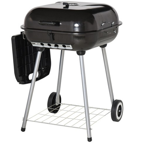 Outsunny 21 Steel Charocal Grill With Portable Wheel Side Tray And Lower Shelf For Outdoor Bbq For Garden Backyard Poolside Target