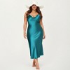 Anna-Kaci Lounge Women's Satin Slip Midi Dress with Draped Neckline Adjustable Straps and Soft Body-Skimming Flowing Silhouette - 2 of 4
