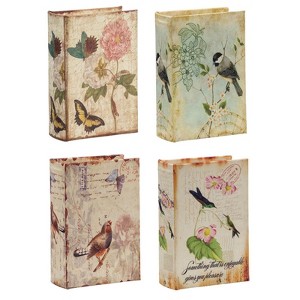 SEVOBAL Party Decorations and Accessories Set of 4 Decorative Book Boxes Birds Flowers Handwriting Design for Living Room, Multi, 9.1"*5.9"*7.7" - 1 of 4