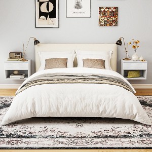 Resenkos Floating Nightstand with Lights, 2 Drawers, 3 Lighting Modes, for Bedroom, Living Room, Study, White - 1 of 4