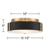 Possini Euro Design Elise Mid Century Modern Ceiling Light Flush-Mount Fixture 12 1/2" Gold 2-Light Black Shade for Bedroom House - 4 of 4