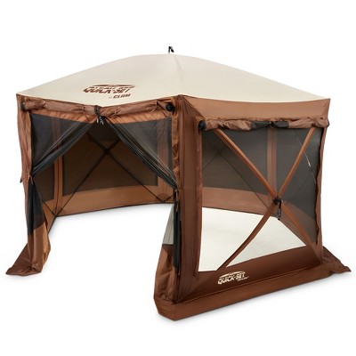 CLAM Quick-Set Pavilion Portable Pop-Up Outdoor Camping Gazebo Screen Tent Sided Canopy Shelter with Ground Stakes & Carry Bag