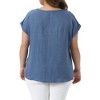 Women's Plus Size Embroidery Lace V Neck Crochet Roll Short Sleeve Summer Casual Blouse - Agnes Orinda - 4 of 4