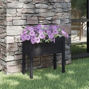 VidaXL Garden Planter Black 27.6 in.x12.2 in.x27.6 in. Solid Wood Pine - 1 of 4
