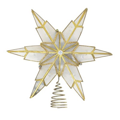 Kurt Adler 6-Point Capiz Star Tree Topper, Gold, 9"