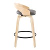 LumiSource Set of 2 Grotto Counter Height Barstools Natural/Black/Gray : Swivel, Low Back, Wood Frame, Foam Upholstery - 3 of 4