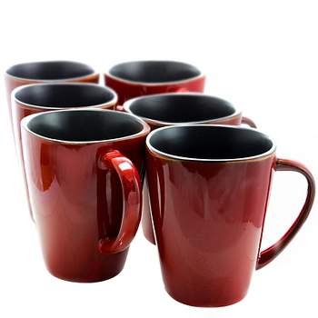 Elama 6 Piece 14 Ounce Stoneware Tea and Coffee Mugs