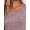 cheibear Women's Ribbed Knit Lounge Long Sleeve Sleepwear with Pants Pajama Set 2 Pcs - 4 of 4